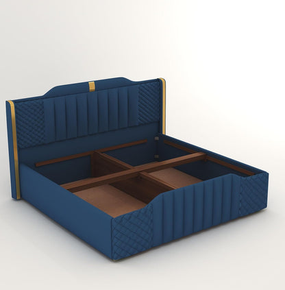 King Size Bed with upholstered High Back in Premium Fabric with Storage Box