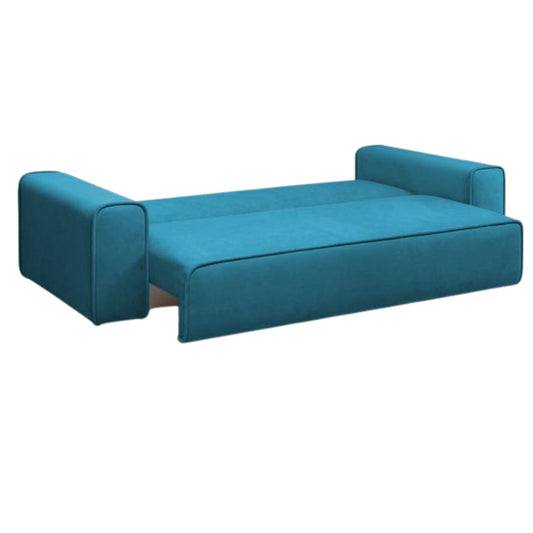 3-Seater Pull Out Sofa-cum-Bed with Cushioned Back (in Light Blue)