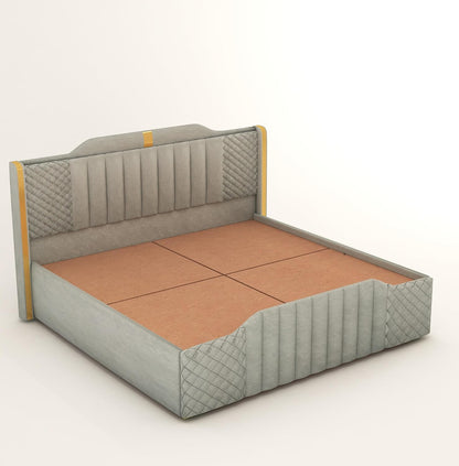 King Size Bed with upholstered High Back in Premium Fabric with Storage Box
