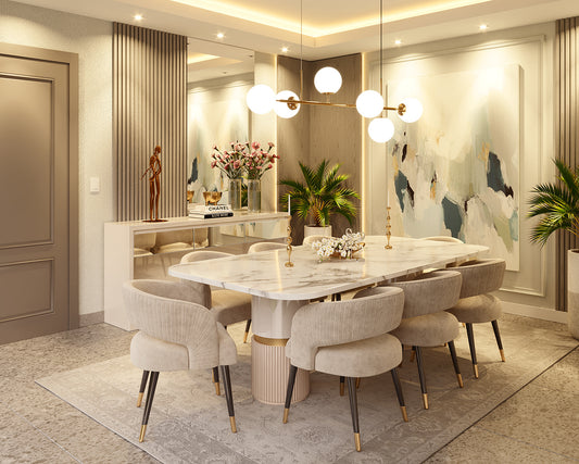 Unique 6-Seater Dining Set with Italian Marble Top