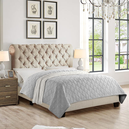 King Size Bed with upholstered Platform and Non-Hydraulic Storage Box