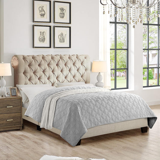 King Size Bed with upholstered Platform and Non-Hydraulic Storage Box
