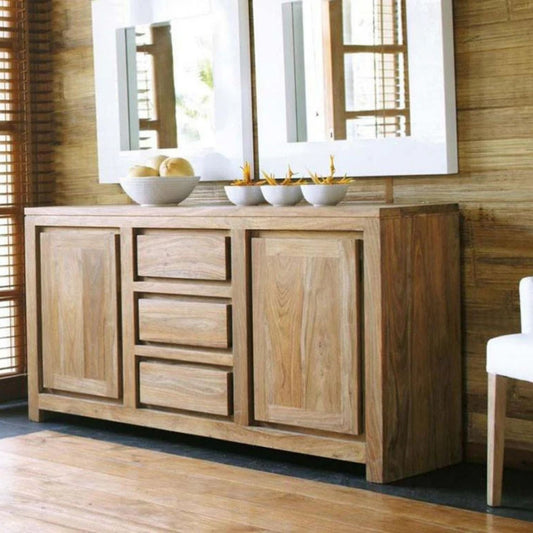 Wooden Console With 3-Drawers & 2-Shutters