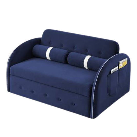 2-Seater Pull Out Sofa-cum-Bed with Round Cushions (in Navy Blue)