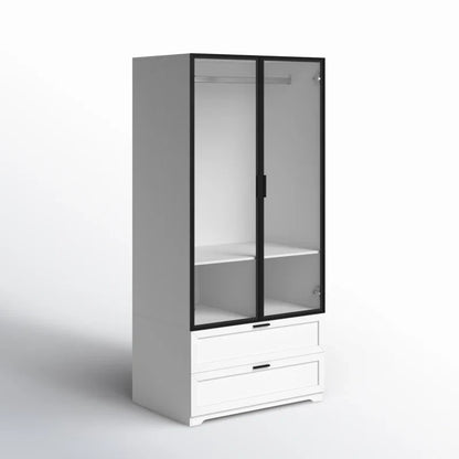 Ultra Wardrobe with Colour Glass & Metal Profile in HDHMR with Lights