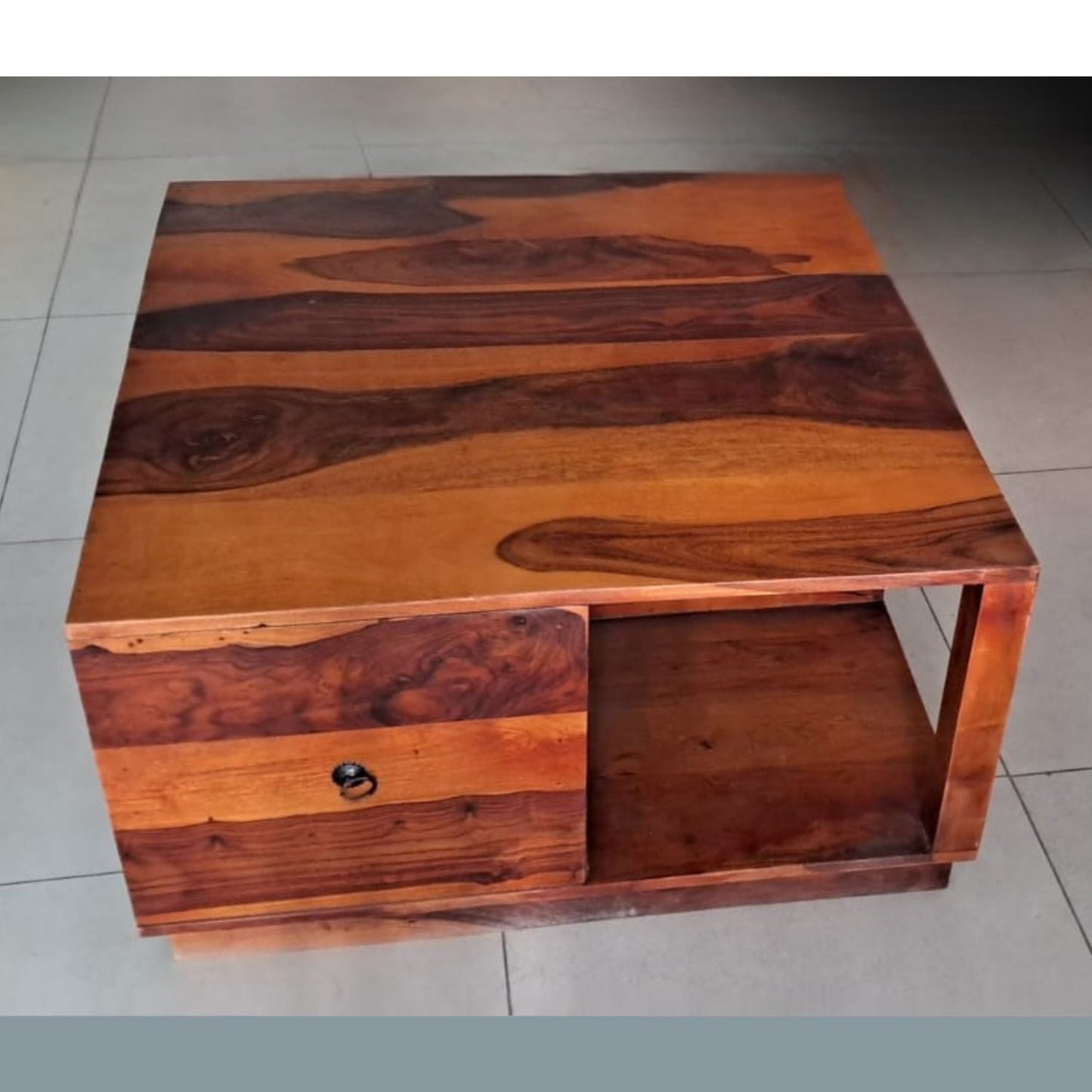 Sheesham Wood Central Table with Storage at the Base in Square Shape