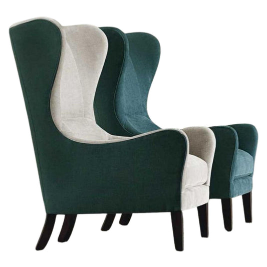 Contrast Blue-Grey Wing Chair (a Set of 2)