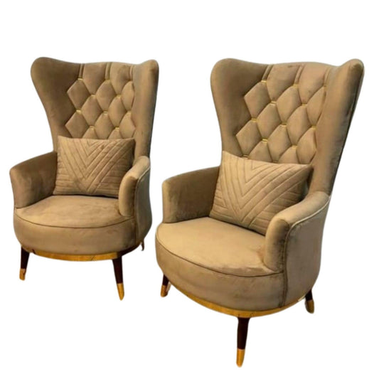 Hazel Brown Armrest High Back Chair (a Set of 2)