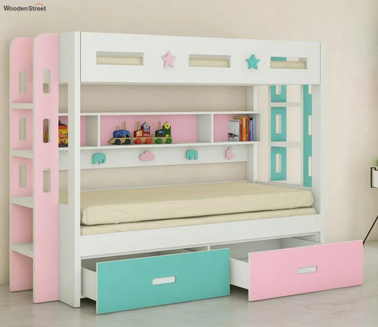 Muti-Colour Bunk Bed with 2 Pull-Out Drawers