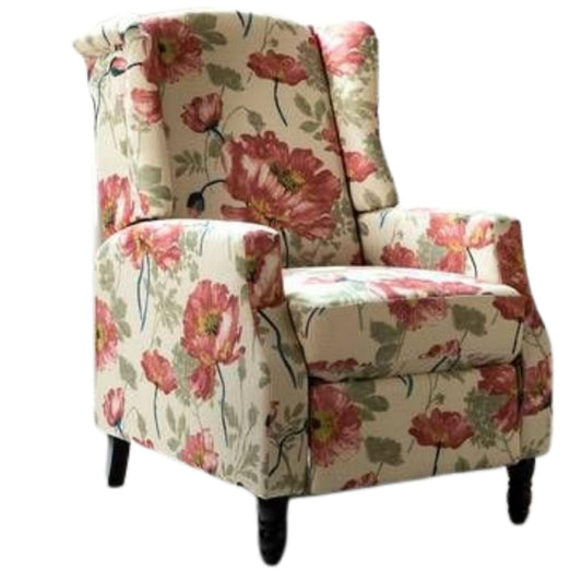 Tulip Flora Wing Chair in Premium Printed Fabric