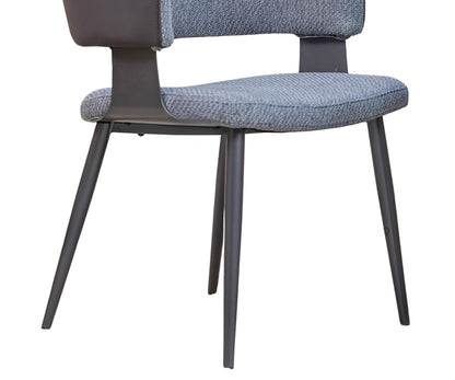 6-Seater Dining Table with Premium Grey Upholstered Designer Chairs & Artificial Marble Top on Metal Base