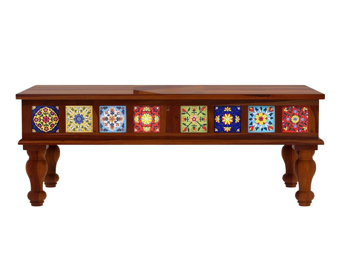 Sheesham Coffee Table, Decorated with Ceramic Tiles