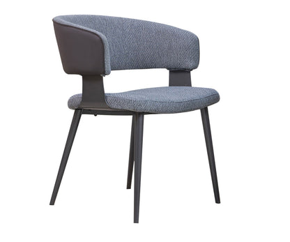 6-Seater Dining Table with Premium Grey Upholstered Designer Chairs & Artificial Marble Top on Metal Base