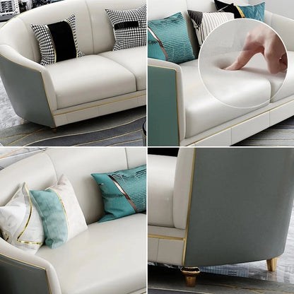 Ultra Modern Sofa Set in White & Grey Faux Leather